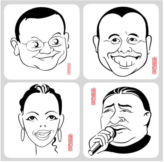 漫画家张砚钧作品——简笔名人脸,您认识几位？